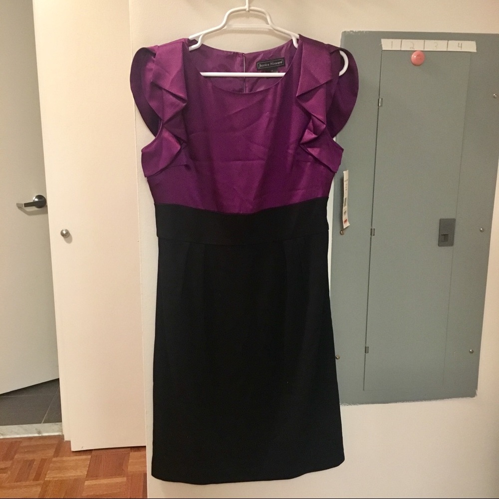 🆕 Jessica Howard Purple & Black Block Dress